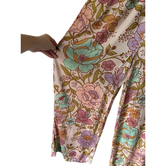Free People Rolling Hills Jumpsuit in Tea Combo size M Floral Multicolor - Picture 8 of 10
